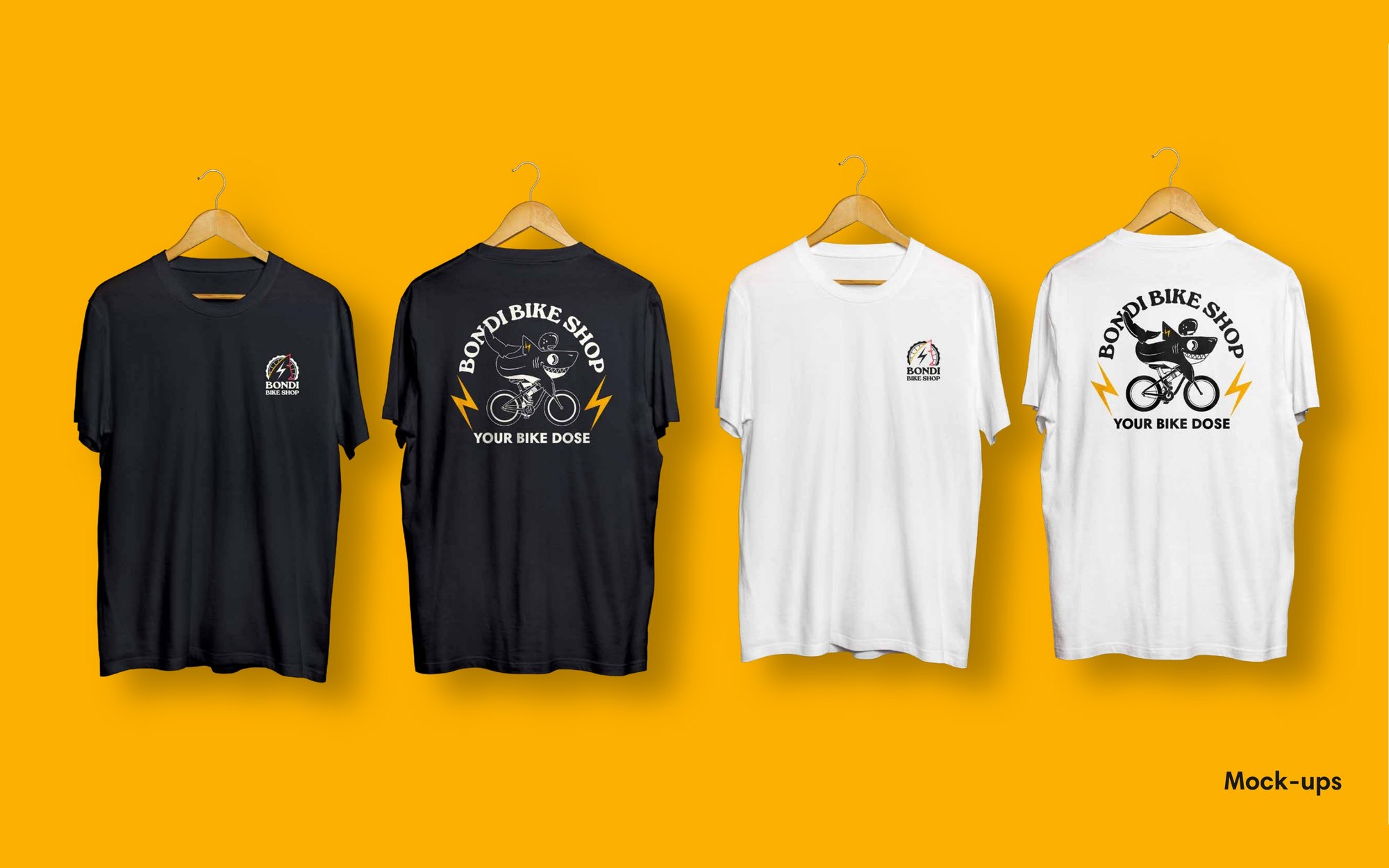 Camisetas con el logotipo y el sello de Bondi Bike Shop
